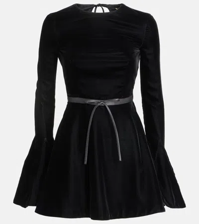 Saint Laurent Open Back Velvet Skater Mini Dress In Black