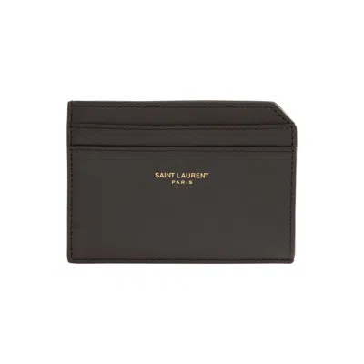 Pre-owned Saint Laurent Open Card Case 'chocolate Noir/jerts' | Brown | Men's Size Onesize