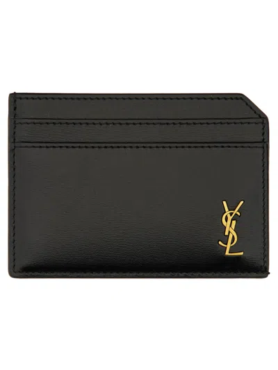 Saint Laurent Open Card Case "tiny Cassandras" In Black