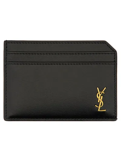 Saint Laurent Open Card Case "tiny Cassandras" In Black