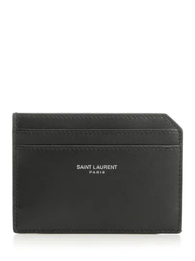 Saint Laurent Open Card Holder Wallets Black In Brown