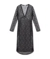 Saint Laurent Open-knit Long-sleeved Tunic Dress In Black