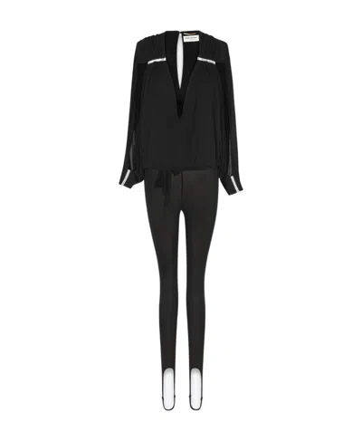 SAINT LAURENT SAINT LAURENT EMBELLISHED LONG-SLEEVED JUMPSUIT