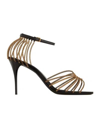 Saint Laurent Sandali Babylone In Metallo Oro  Donna In Black