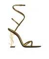 Saint Laurent Opyum Ysl Logo-heel Wrap-ankle Sandals With Golden Hardware In Green
