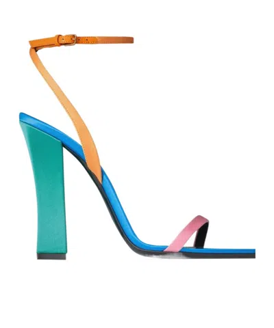 Saint Laurent Open-toed High-heeled Sandals In Green
