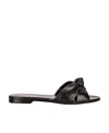 Saint Laurent Woven Leather Sandal Slide In Black