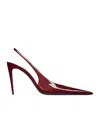 Saint Laurent Guermantes Slingback Pumps In Red Patent Leather In Burgundy