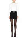 Saint Laurent Combi Open Back Long Sleeve Belted Sablé Romper In Multicolour