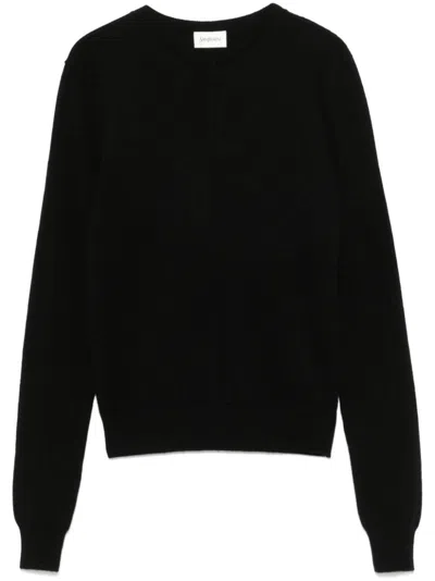 Saint Laurent Kaschmirpullover Mit Lochstrickmuster In Black