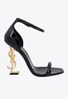 Saint Laurent Opyum Sandals In Patent Leather With A Gold-toned Heel In Black