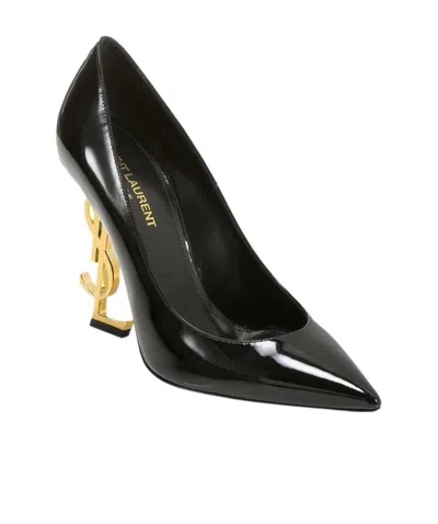 Saint Laurent 110mm Opyum Patent Ysl-heel Pumps In Black