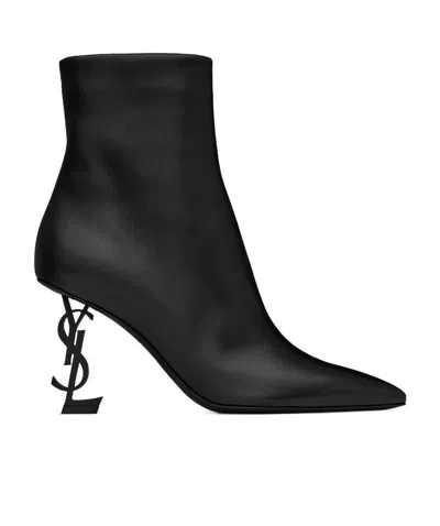 Saint Laurent Opyum 85 Ankle Boots In Black