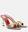 Saint Laurent Opyum Satin Sandals Open Square Toe Cross In Blue