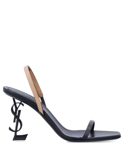 Saint Laurent Opyum 85 Heeled Sandals In Nero/gold Brown/nero