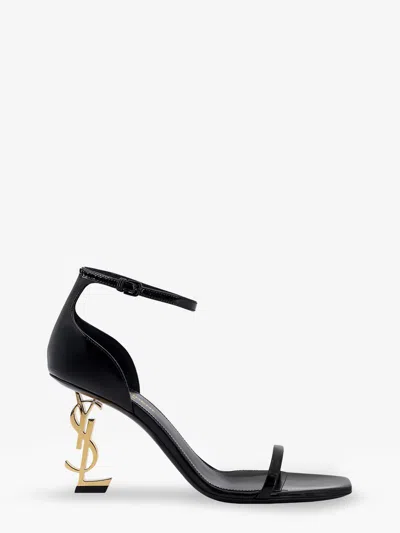 Saint Laurent Opyum 85 Patent Leather Sandals In Black