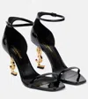 Saint Laurent Opyum Sandals In Patent Leather With A Gold-toned Heel In Black