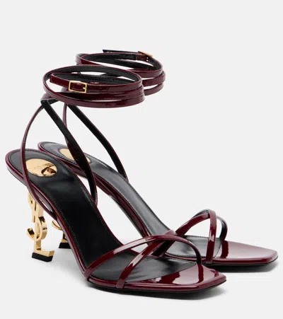 Saint Laurent Opyum 85 Patent Leather Sandals In Burgundy