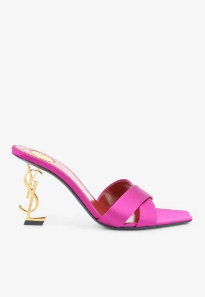 Saint Laurent Opyum 85 Satin Mules In Pink