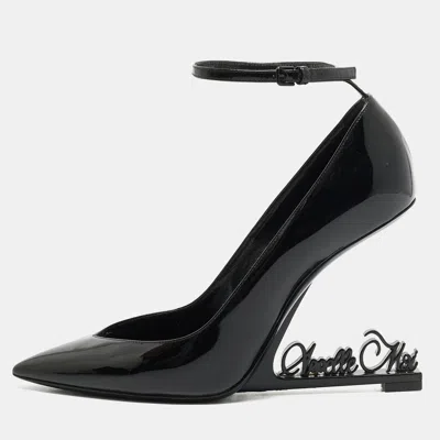 Pre-owned Saint Laurent Opyum Appelle Moi Size 38 Black Patent Leather Pumps