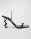 Saint Laurent Opyum Leather Sandals In Noir/brown