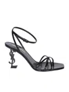 Saint Laurent Opyum Leather Sandals In Black