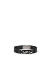 Saint Laurent Ysl Leather Bracelet In Black