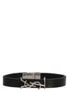 Saint Laurent Ysl Leather Bracelet In Black