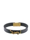 Saint Laurent Opyum Leather And Gold-tone Bracelet In Black