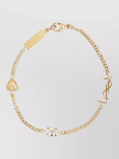 Saint Laurent Opyum Bracelet Featuring Heart Charm Chain In Transparent
