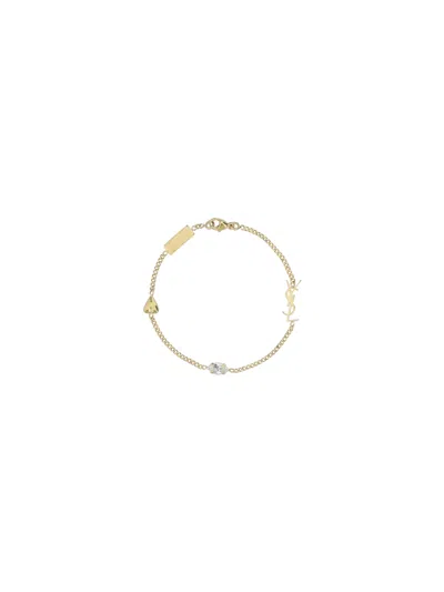 Saint Laurent Bicolor Brass Bracelet In Gold