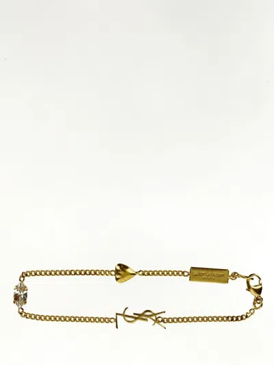 Saint Laurent Opyum Bracelet With Heart Charm In Gold