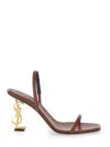 Saint Laurent Opyum 85 Leather Slingback Sandals In Multicolor