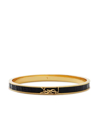 Saint Laurent Opyum Cassandre Logo Bracelet In Gold