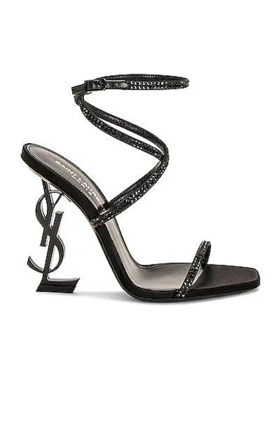 Saint Laurent Opyum Crystal Sandal In Nero & Jet