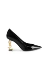 SAINT LAURENT OPYUM DÉCOLLETÉ WITH GOLDEN PATENT HEEL