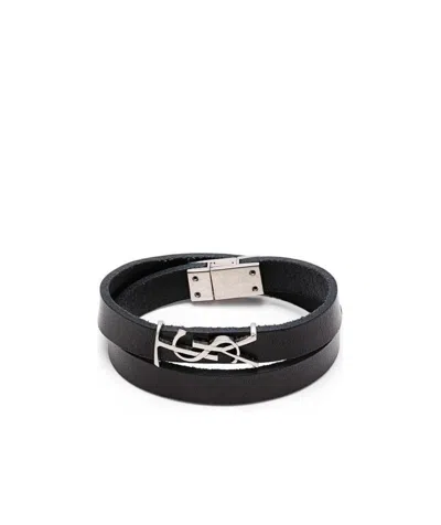 Saint Laurent Opyum Double-wrap Bracelet In Black