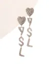 Saint Laurent Heart Ysl Clip Earrings In Silver