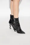 Saint Laurent Black Leather Opyum Ankle Boots In Black