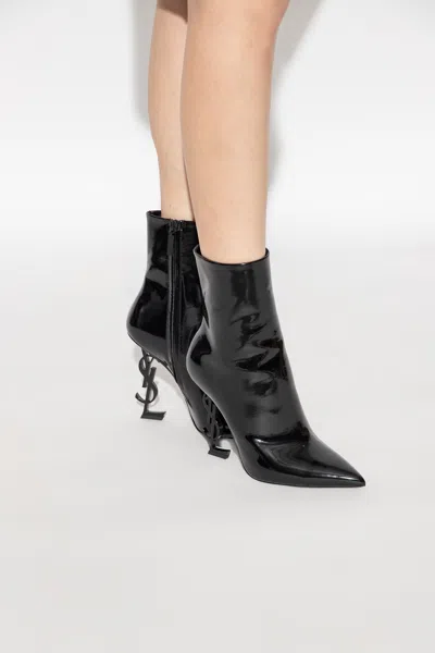 Saint Laurent ‘opyum' Heeled Ankle Boots In Black
