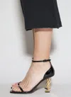 Saint Laurent Opyum Sandals In Patent Leather With A Gold-toned Heel In Black