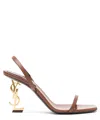 Saint Laurent Opyum Slingback Sandals In Vegetable-tanned Leather In Brown