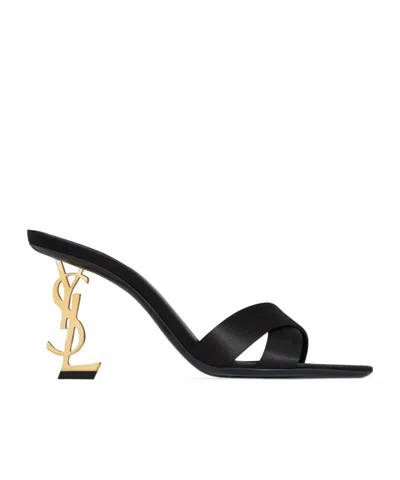 Saint Laurent Opyum Mules In Satin Crepe In Black