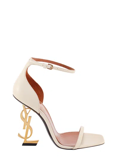 Saint Laurent Opyum Leather Sandals In Beige