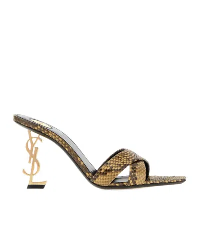 Saint Laurent Opyum Logo Heel Sandals In Animal Print