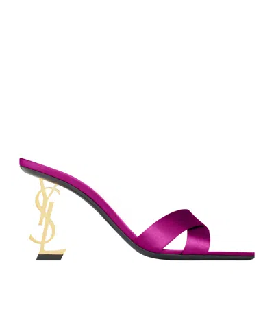 Saint Laurent Opyum Mules In Satin Crepe In Multi