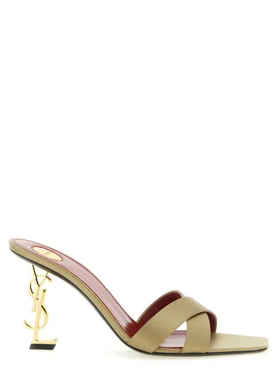 Saint Laurent Opyum Satin Sandals In Neutral