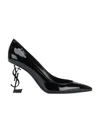 Saint Laurent Opyum Logo Heel Patent Leather Courts In Black