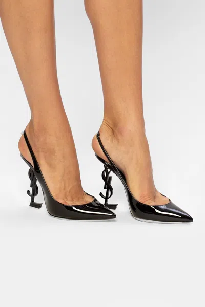Saint Laurent ‘opyum' Pumps With Logo Heel In Black