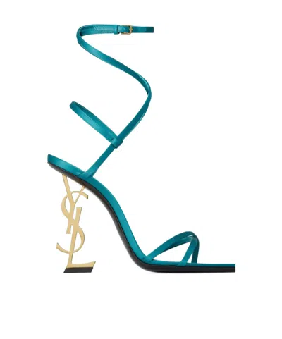 Saint Laurent Opyum Saiqi Silk Sandals In Green